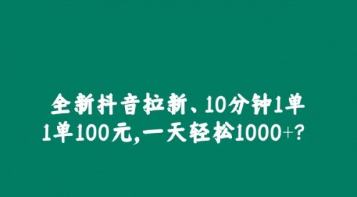 [支持免费下载]全新抖音拉新：10分钟1单100元，一天轻松1000+的实战攻略