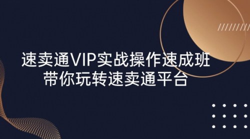 [支持免费下载]【速卖通 VIP实战操作-速成班】带你玩转速卖通平台，选品到物流全解析