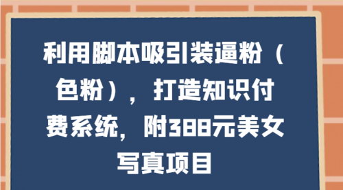 [支持免费下载]【社群营销攻略】利用脚本吸引色粉，构建知识付费系统，附美女写真项目