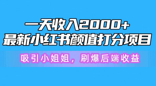 [支持免费下载]【小红书颜值打分项目】日赚2000+，吸引小姐姐，刷爆后端收益的实战攻略