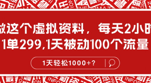 [支持免费下载]【虚拟资料项目】每天2小时，单日1000+收益，揭秘低成本高回报的虚拟产品运营