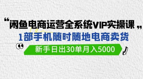 [支持免费下载]【闲鱼电商运营全系统VIP实战课】：新手日出30单，月入5000的闲鱼电商攻略