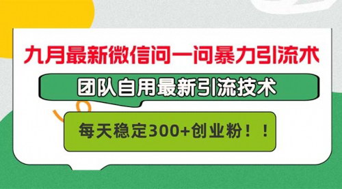 [支持免费下载]【2024年微信问一问暴力引流术：每天稳定300+精准引流教程】