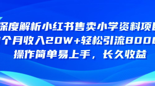 [支持免费下载]【小红书小学资料项目】8个月收入20W+，详细教程与实操指南