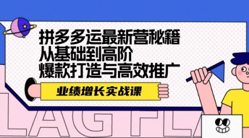 [支持免费下载]拼多多运营最新秘籍：业绩增长实战课，从基础到高阶，爆款打造与高效推广