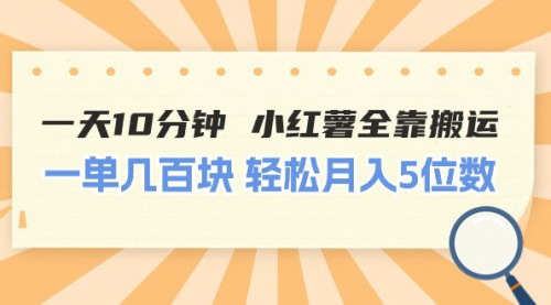 [支持免费下载]【小红书搬运赚钱攻略】一天10分钟，轻松月入5位数