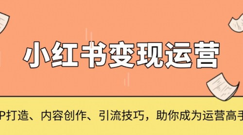 [支持免费下载]【小红书变现运营课：IP打造、内容创作、引流技巧，成为运营高手】
