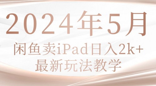 [支持免费下载]2024年5月闲鱼卖iPad日入2k：最新玩法教学与实操指南