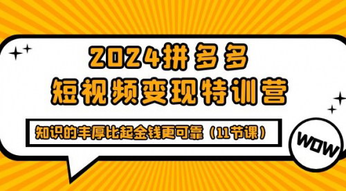 [支持免费下载]【2024拼多多短视频变现特训营】知识丰厚，金钱可靠，全面掌握拼多多短视频带货技巧