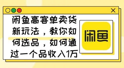 [支持免费下载]闲鱼高客单卖货新玩法：教你如何选品，如何通过一个品收入1万+