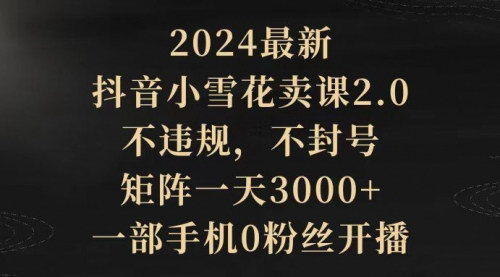 [支持免费下载]【抖音小雪花卖课2.0】：2024最新无人直播教程，日入3000+