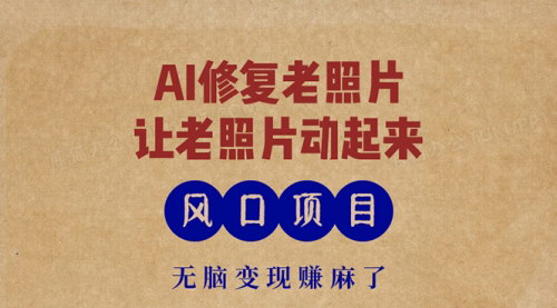 [支持免费下载]AI老照片修复与动态视频制作：最新风口项目，让老照片动起来，接单到手软