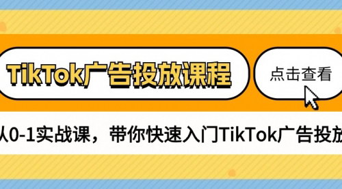 [支持免费下载]【TikTok广告投放入门实战课】从0到1，掌握TikTok广告营销全流程