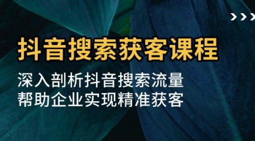 [支持免费下载]抖音搜索获客课程：深入剖析抖音搜索流量，帮助企业实现精准获客的实战攻略