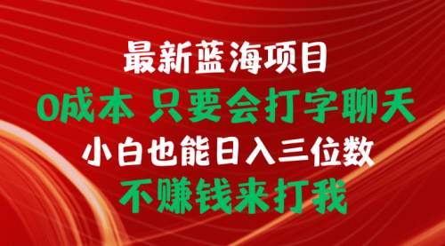 [支持免费下载]零成本高回报：打字聊天也能让你日入三位数的蓝海项目