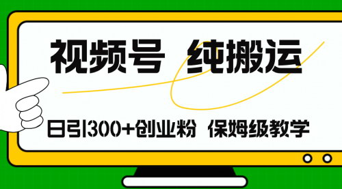 [支持免费下载]《视频号纯搬运引流创业实战揭秘：日引300+精准粉，解锁月入50万秘籍》