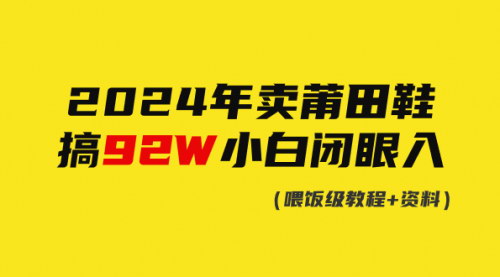 [支持免费下载]【2024年莆田鞋销售攻略：小白也能轻松赚取92万】