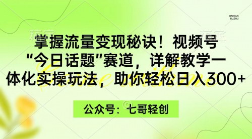 [支持免费下载]【视频号“今日话题”变现攻略】一体化实操，日入300+的流量变现秘籍