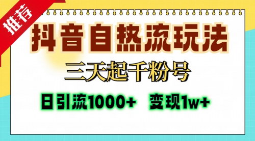 [支持免费下载]抖音自热流打法：三天千粉，单视频十万播放，日引精准粉1000+