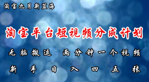 [支持免费下载]淘宝短视频新蓝海：无脑搬运，两分钟一个视频，新手日入大几百