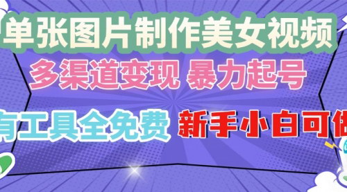 [支持免费下载]【单张图片作美女视频：多渠道变现，暴力起号，全免费工具】