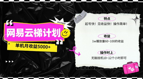 [支持免费下载]【网易云梯计划网页版】单机月收益5000+，纯懒人项目，小白宝妈学生必看