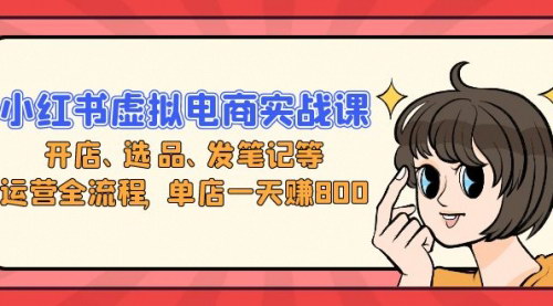 [支持免费下载]【小红书虚拟电商实战课】开店、选品、发笔记等运营全流程，单店一天赚800