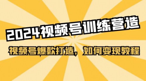 [支持免费下载]【2024视频号训练营】爆款打造与变现教程，20节课全面掌握视频号运营