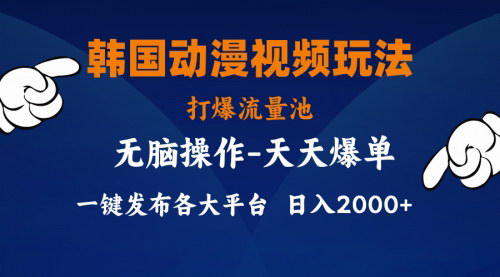 [支持免费下载]韩国动漫视频玩法：打爆流量池，分发各大平台，实现稳定收入