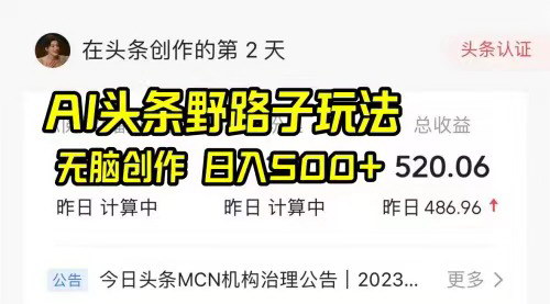 [支持免费下载]今日头条中视频懒人玩法：无配音，日入五百+