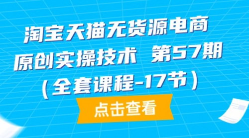 [支持免费下载]【淘宝天猫无货源电商】原创实操技术，17节课掌握无货源电商！