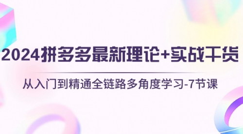 [支持免费下载]【2024拼多多全链路学习】从入门到精通，最新理论+实战干货