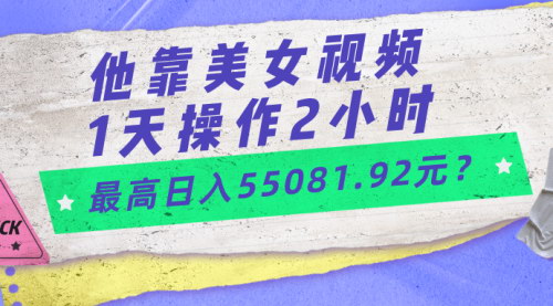 [支持免费下载]【美女视频引流】每天2小时，最高日入55081.92元的赚钱攻略