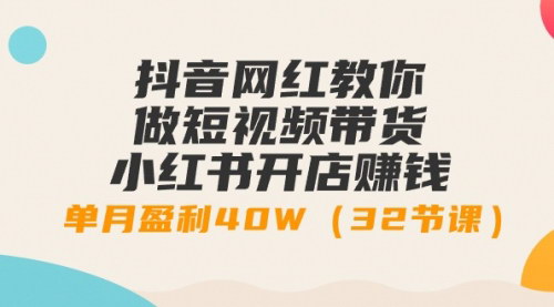 [支持免费下载]抖音网红亲授：短视频带货+小红书开店，单月盈利40W的秘籍