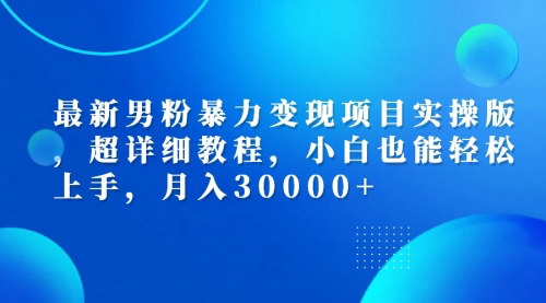 [支持免费下载]【2024年男粉暴力变现项目实操版：超详细教程，小白也能轻松上手】