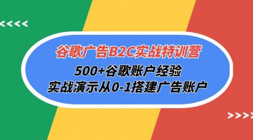 [支持免费下载]【谷歌广告B2C实战特训营】500+账户经验，实战演示广告账户搭建与优化