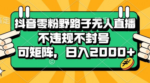 [支持免费下载]抖音零粉野路子无人直播：不违规不封号，日入2000+的变现攻略