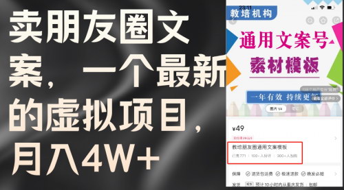 [支持免费下载]《卖朋友圈文案虚拟项目：月入4W+，简单操作，小红书内容截取与文案制作指南》