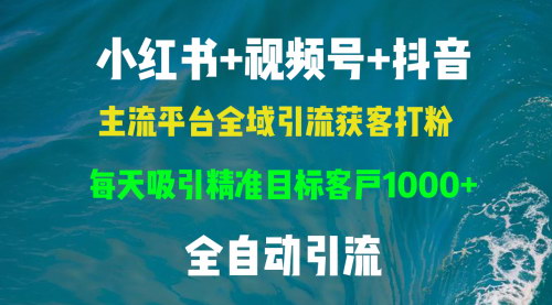 [支持免费下载]【小红书、视频号、抖音全域引流】全行业通用RPA打法，日引1000+精准粉丝，轻松日入4位数