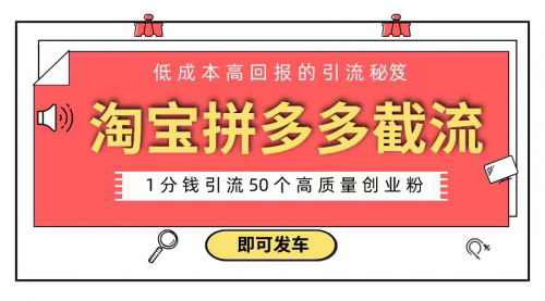 [支持免费下载]淘宝拼多多截流创业粉教程：1分钱引流50粉，快速变现的实操策略