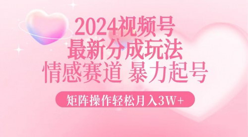 [支持免费下载]【2024年视频号分成玩法：情感赛道暴力起号，矩阵操作轻松月入3W+】