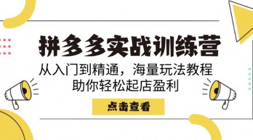 [支持免费下载]【拼多多实战训练营：从入门到精通，海量玩法教程，助你轻松起店盈利】