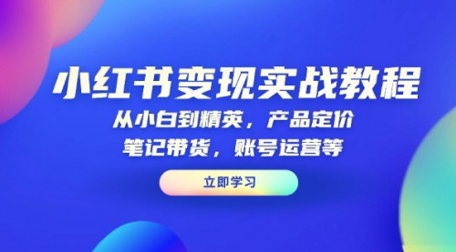 [支持免费下载]【小红书变现实战秘籍】从小白到精英，产品定价，笔记带货，账号运营全攻略
