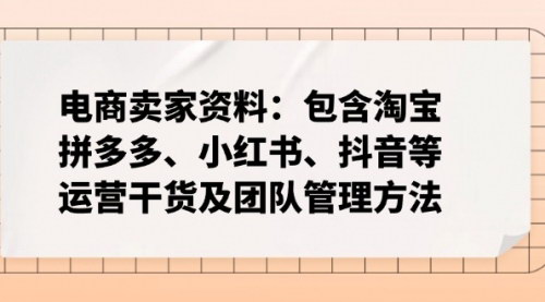 [支持免费下载]【电商卖家资料：多平台运营干货及团队管理方法】