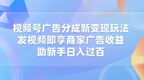 [支持免费下载]【视频号广告分成】微信视频号变现新玩法：发视频赚广告收益，新手也能日入过百