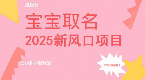 [支持免费下载]【2025年新商机】宝宝取名服务：0成本高利润，小白月入过万指南