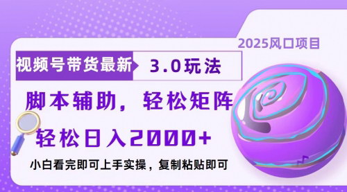 [支持免费下载]【视频号带货3.0玩法】简单复制粘贴，轻松日入2000+，适合新手小白