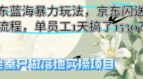[支持免费下载]【京东蓝海暴力玩法】京东闪送外包流程，单员工1天搞了1530元！