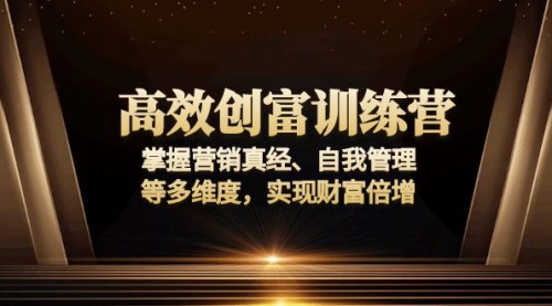 [支持免费下载]【高效创富训练营】掌握营销真经、自我管理等多维度，实现财富倍增