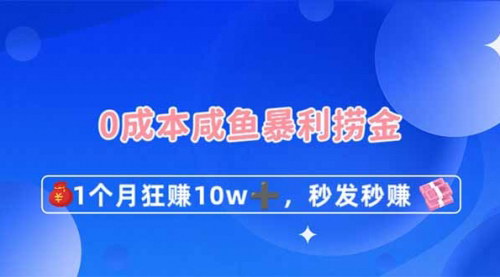 [支持免费下载]闲鱼零成本暴利捞金：月入10万+的秒发秒赚新玩法揭秘